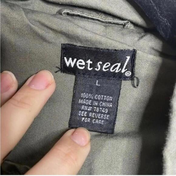 Wet Seal 100% Cotton Green Cargo Utility Hooded Jacket Southwest Patteren - Picture 9 of 9